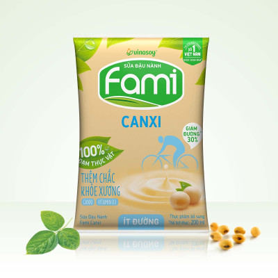 Thùng Sữa đậu nành Vinasoy Fami Canxi ít đường (200ml x 40 bịch)