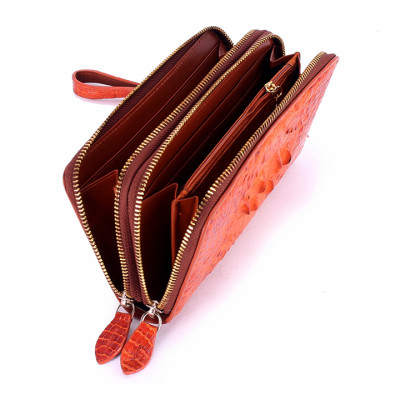 Bóp nữ da cá sấu Huy Hoàng 2 khóa nguyên con màu đen, nâu đỏ, nâu đất, vàng bò HT3260-61-62-63