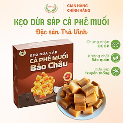 Kẹo dừa sáp VICOSAP vị cà phê muối phô mai kem Bảo Châu kẹo mềm dẻo ít đường đặc sản Trà Vinh