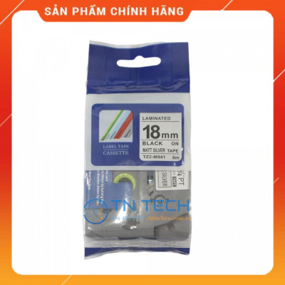 Nhãn In Tz2-M941 - Đen nền bạc 18mm x 8m - Dùng cho máy in BROTHER - AIMO - PUTY [Hàng nhập khẩu]