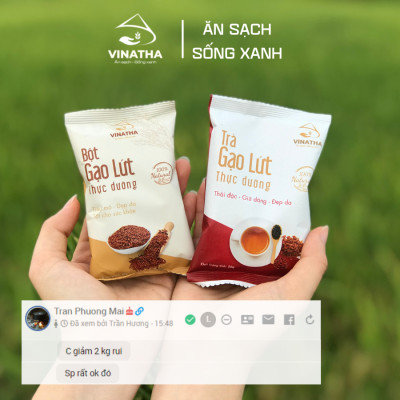 Combo Bột Gạo Lứt Thực Dưỡng Vinatha (21 gói 40gr) Và Trà Gạo Lứt Thực Dưỡng Vinatha (10 gói 50gr), Tiêu Mỡ Thanh Lọc Cơ Thể