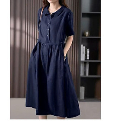 Đầm suông Linen thiết kế 2 túi sườn sang chảnh form rộng nhiều màu da215