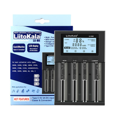 Bộ sạc pin 4 khe LIITOKALA LII-M4 với màn hình LCD cho pin 18650 26650 14500 AA AAA Lithium NiMH thông minh