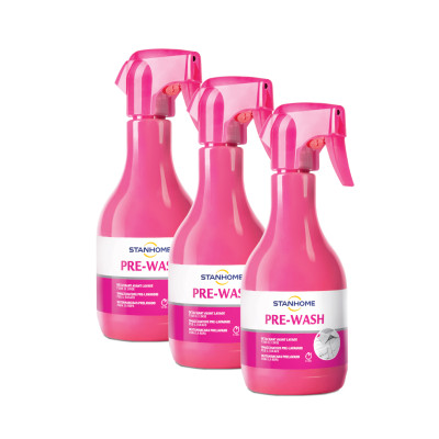 Set 3 chai 1 vòi Xịt xử lý vết bẩn trước khi giặt Stanhome Pre Wash Ecolabel 500ml/chai- mẫu mới