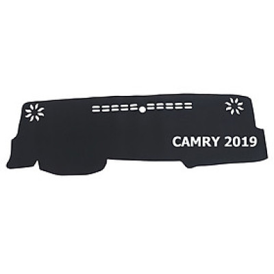 Thảm da Taplo vân Carbon Cao cấp dành cho xe Toyota Camry 2019 có khắc chữ Toyota Camry và cắt bằng máy lazer