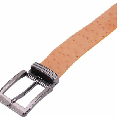 Thắt Lưng Nam Da Đà Điểu Bản Lớn Da Hột Đầu Kim Huy Hoàng HT4440 - Vàng Bò