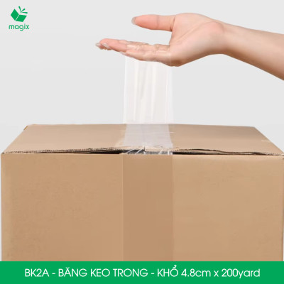  BK2A - 1 cuộn băng keo trong khổ 4.8cm x 200yard - Băng dính đóng hàng, băng keo khổ lớn
