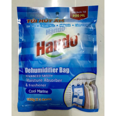 Túi hút ẩm khử mùi, làm thơm Hando 360g (2 gói x 180g, hút nước 800ml)