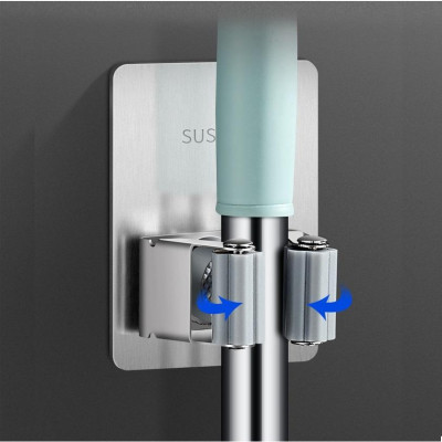 Giá Inox Treo Cây Lau Nhà Gắn Tường, Khô Ráo - Gọn Gàng - Ngăn Nắp, Gắn Keo Siêu Chắc Không Khoan Đục - TakyHome 4032