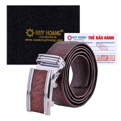 HC4748-49-50-51 - Thắt lưng nam da cá sấu Huy Hoàng nguyên con bụng 4P màu đen, nâu đỏ, nâu đất, vàng bò