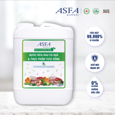 Nước Rửa Rau Củ & Thực Phẩm Tươi Sống Khử Khuẩn, Khử Mùi ASFA Fruit & Vegetable 5 lít An Toàn 100%