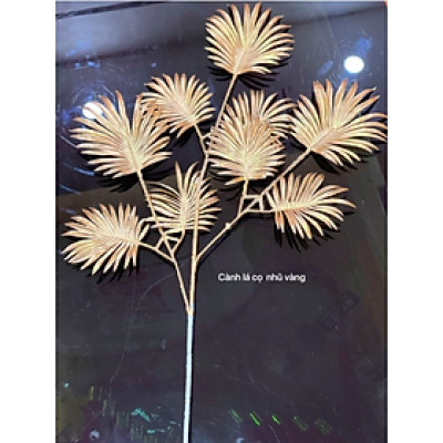 Cành lá rẻ quạt, tai chuột, cành đào đông giả phủ vàng mix đào đông siêu đẹp.