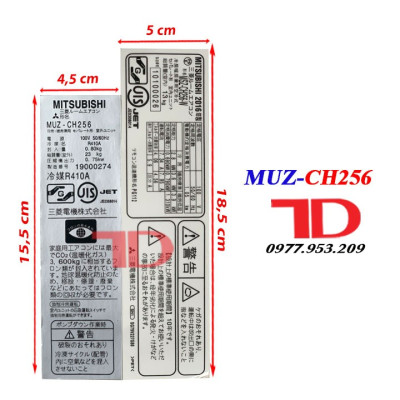 Tem thông số dành cho máy lạnh MITSUBISHI 
