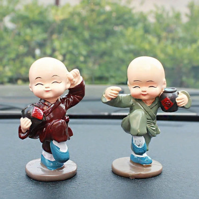 Combo 4 Chú Tiểu Múa Võ Túy Quyền Trang Trí Tủ Phòng Khách, Bàn Làm Việc, Taplo Ô Tô, Làm Quà Tặng GROFA - Chính hãng