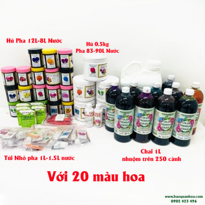 Gói thuốc Bột Nhuộm Hoa Tươi nhập khẩu PREMIUM nhuộm trên 250 cành hoa, 1 gói pha 1.5L màu Công Nghệ Israel cải tiến Thế Hệ Mới