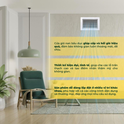 Cửa Gió Nan Bầu Dục, Lưu Thông Không Khí, Sơn Tĩnh Điện, Che Lỗ Trần Thạch Cao, Asia Green ( Giá bao gồm VAT)