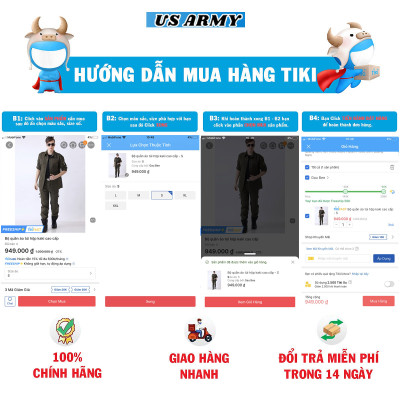Bộ Quần Áo Nam Lính Mỹ US ARMY Kiểu Dáng Túi Hộp, Chất Liệu Kaki Cao Cấp Phong Cách Lính Cực Ngầu (Tặng dây lưng) - HÀNG CHÍNH HÃNG