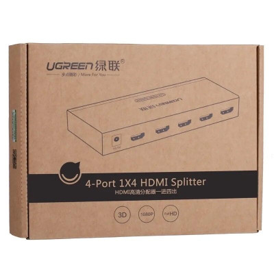 Ugreen UG4020240202TK Màu Đen Bộ chia HDMI 1 ra 4 hỗ trợ phân giải FULL HD - HÀNG CHÍNH HÃNG