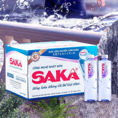 Thùng 24 Chai Nước Uống Ion Kiềm Đóng Chai Saka 355ml - Nước uống Detox với Công Nghệ Điện Phân Ion Kiềm Nhật Bản