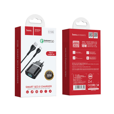 Bộ sạc nhanh Hoco C12Q 18W Type-c Smart hỗ trợ QC3.0 - Hàng chính hãng