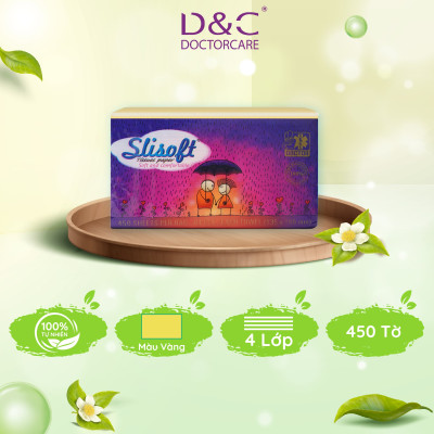 Giấy ăn Slisoft Vàng tự nhiên đa năng,khăn giấy rút thân thiện môi trường không chất tẩy trắng an toàn cho cả gia đình