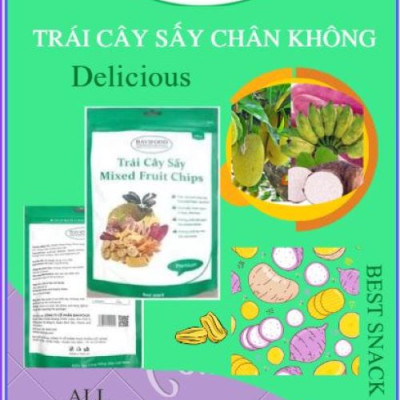 [Thùng = 40 gói x 100 grs/gói] Trái Cây Sấy Chân Không (Mixed Fruit Chips), Giòn Xốp Tự Nhiên – BAVIFOOD, Khối Lượng: 4 kg/thùng (thùng = 40 gói x 100 grs/gói) – Premium