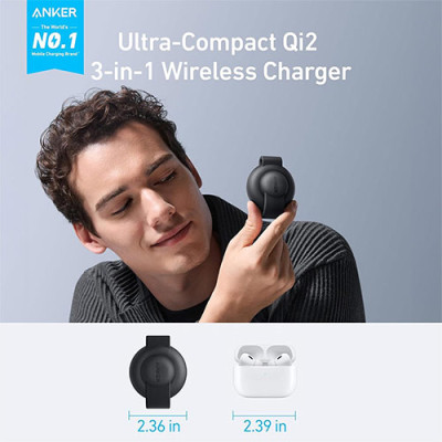 Đế sạc Anker MagGo Wireless UFO 3 in 1 USB-C 15W Foldable B25M8 - Hàng chính hãng