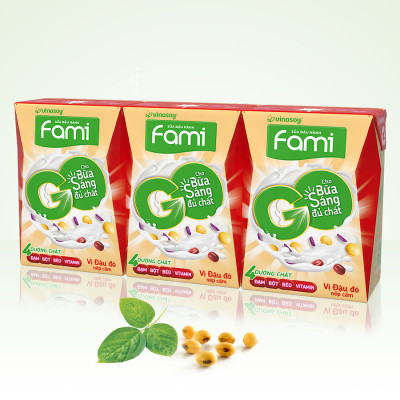 Thùng Sữa Đậu Nành Vinasoy Famigo Đậu Đỏ Nếp Cẩm (200ml x 36 Hộp)