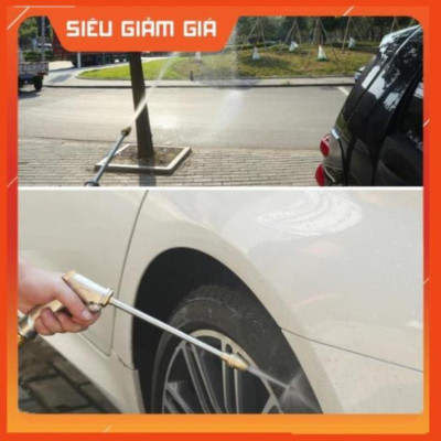 Bộ dây vòi xịt nước rửa xe, tưới cây . tăng áp 3 lần, loại 7m, 10m 206701-3 đầu đồng, cút,nối vàng + tặng đai