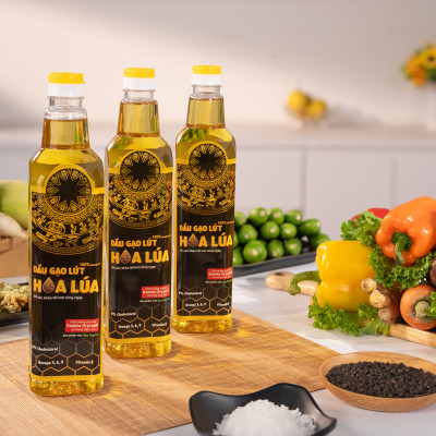 Dầu Gạo Lứt Hoa Lúa chai 1 lít - Tốt cho sức khoẻ tim mạch