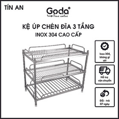 Kệ Inox 304 Úp Chén Dĩa 3 Tầng Goda - GD-116
