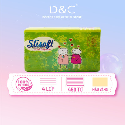 Giấy ăn Slisoft Vàng tự nhiên đa năng,khăn giấy rút thân thiện môi trường không chất tẩy trắng an toàn cho cả gia đình