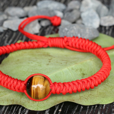 Vòng Tay Kết Dây Hạt Đá Mắt Hổ Vàng nâu Ngọc Quý Gemstones GA14