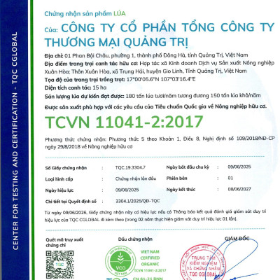GẠO HỮU CƠ QUẢNG TRỊ TỐT CHO NGƯỜI TIỂU ĐƯỜNG, GÚT VÀ BÉO PHÌ TÚI 5 KG