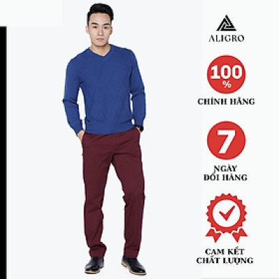 Quần kaki nam thiết kế ALIGRO chất liệu kaki co giãn tốt, ít nhắn, tôn dáng màu đỏ đô ALGK015