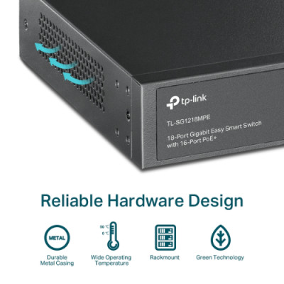 Switch TP-LINK TL-SG1218MPE | Switch Chia Mạng 18 Cổng Gigabit - 16 Cổng PoE+ 250W + Easy Smart - Hàng chính hãng