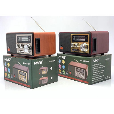 Đài Radio chất liệu gỗ bắt sóng khỏe, điều khiển từ xa, nghe nhạc Bluetooth, USB, điện 220V NNS 8093BT-Hàng Chính Hãng