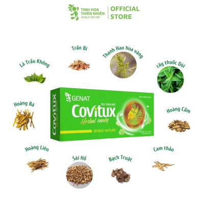 Combo Gia Đình - 5 sản phẩm kẹo Genat - Kẹo thảo mộc Covitux, Genat Gừng Plus, Genat chanh sả, viên ngậm Zalocol  và Gezcol hỗ trợ giảm ho, giảm đờm, đau rát họng