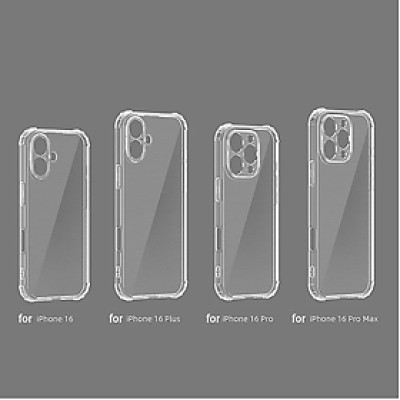 Ốp lưng dành cho iPhone 16e , iPhone 16 Pro , iPhone 16 Plus , iPhone 16 Pro Max TPU dẻo trong suốt chống sốc 4 góc cao cấp - Hàng chính hãng.