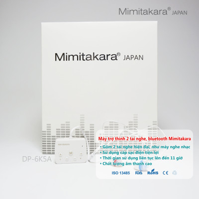Máy trợ thính 2 tai nghe, bluetooth, pin sạc, Mimitakara (JAPAN) DP-6K5A (Trắng)