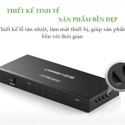 Ugreen UG4020240202TK Màu Đen Bộ chia HDMI 1 ra 4 hỗ trợ phân giải FULL HD - HÀNG CHÍNH HÃNG