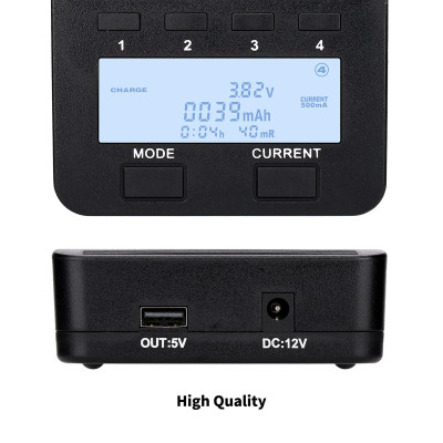Bộ sạc pin LiitoKala Lii-500 Bộ sạc thông minh có 4 khe cắm pin Màn hình LCD cho Ni-MH Ni-Cd Li-ion có thể sạc lại