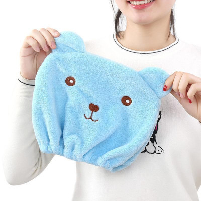 Mũ Trùm Đầu Làm Khô Tóc, Khăn Quấn Tóc Siêu Thấm Hút Hình Gấu 26cm