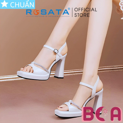 Giày cao gót nữ đi tiệc 8 phân RO641 ROSATA tại BCASHOP hở mũi, quai ngang có nhấn thêm dây kim loại sang trọng