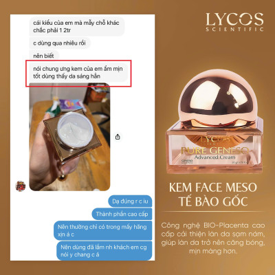 Combo Lycos Dành Cho Da Mỏng Yếu (Kem Face Meso Lycos - Kem Nám Đêm Lycos - Dưỡng Ẩm Lycos