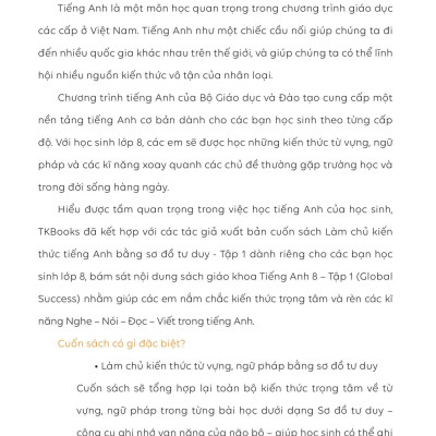Làm Chủ Kiến Thức Tiếng Anh Bằng Sơ Đồ Tư Duy Lớp 8 - Tập 1