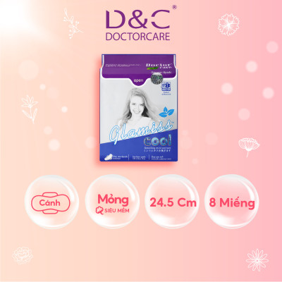 Băng Vệ Sinh Thảo Dược Glamiss Cool ban ngày 24cm Siêu mát lạnh đến không ngờ - Gói 8 miếng