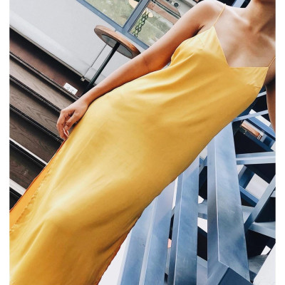 Váy liền nữ hai dây lụa 2NDDATE ADR044Y