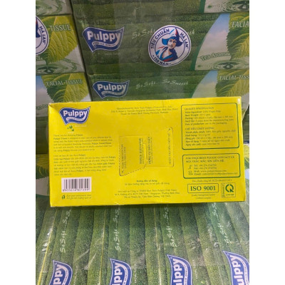 Giấy Lụa Hộp Pulppy Hương Trà Khăn Giấy Rút 100 Tờ 2 Lớp