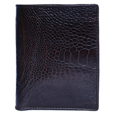 HP2421 -Bóp nam Huy Hoàng da đà điểu da trơn kiểu đứng màu nâu đất